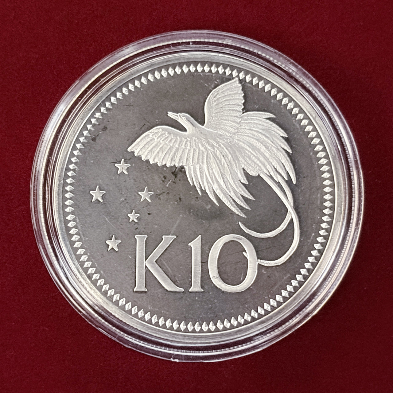 【パプアニューギニア】鳥の楽園 10キナ 銀貨 プルーフ 1975［B-0000534］