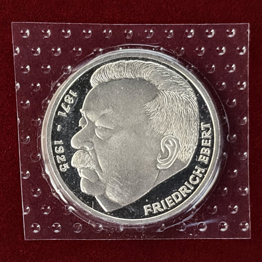 【西ドイツ】フリードリヒ・エーベルト没後50年記念 5マルク銀貨 プルーフ 1975［B-0000550］