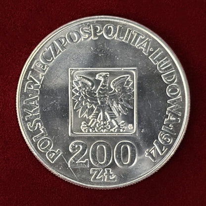 【ポーランド】ポーランド人民共和国建国30周年記念 200ズウォティ 銀貨 1974［B-0000553］