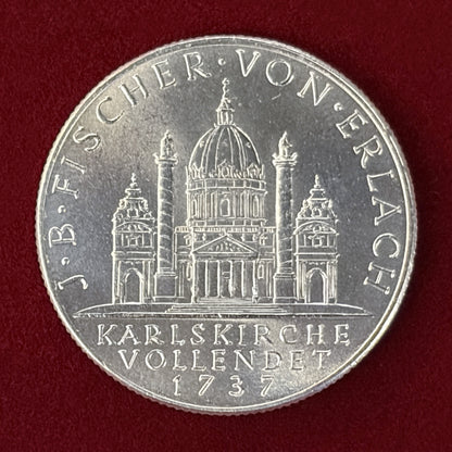 【オーストリア】聖カール教会完成200周年記念 2シリング 銀貨 1937［B-0000555］