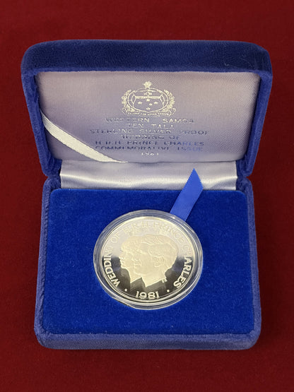 【西サモア】チャールズ英国皇太子ご成婚記念 10タラ 銀貨 プルーフ 1981［B-0000558］