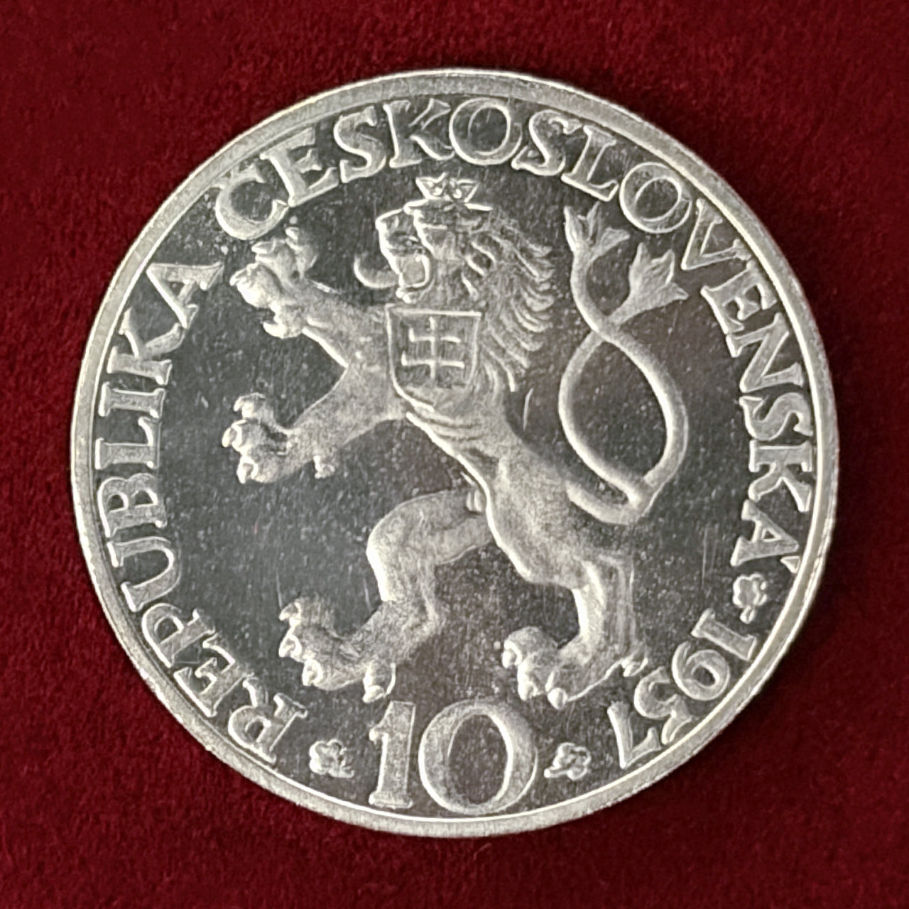 【チェコスロバキア】公立工科学校250周年記念 10コルナ 銀貨 プルーフ 1957［B-0000559］