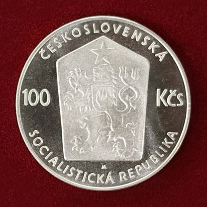 【チェコスロバキア】イワン・オルブラフト生誕100周年記念 100コルナ 銀貨 プルーフ 1982［B-0000565］