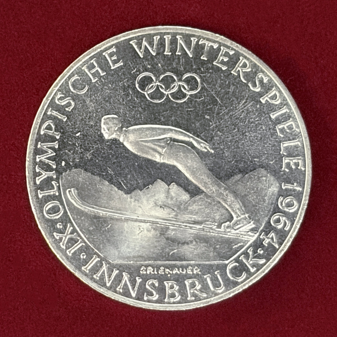 [Austria] 1964 Innsbruck Winter Olympics Commemorative 50 Schilling Silver Proof Coin [B-0000568]