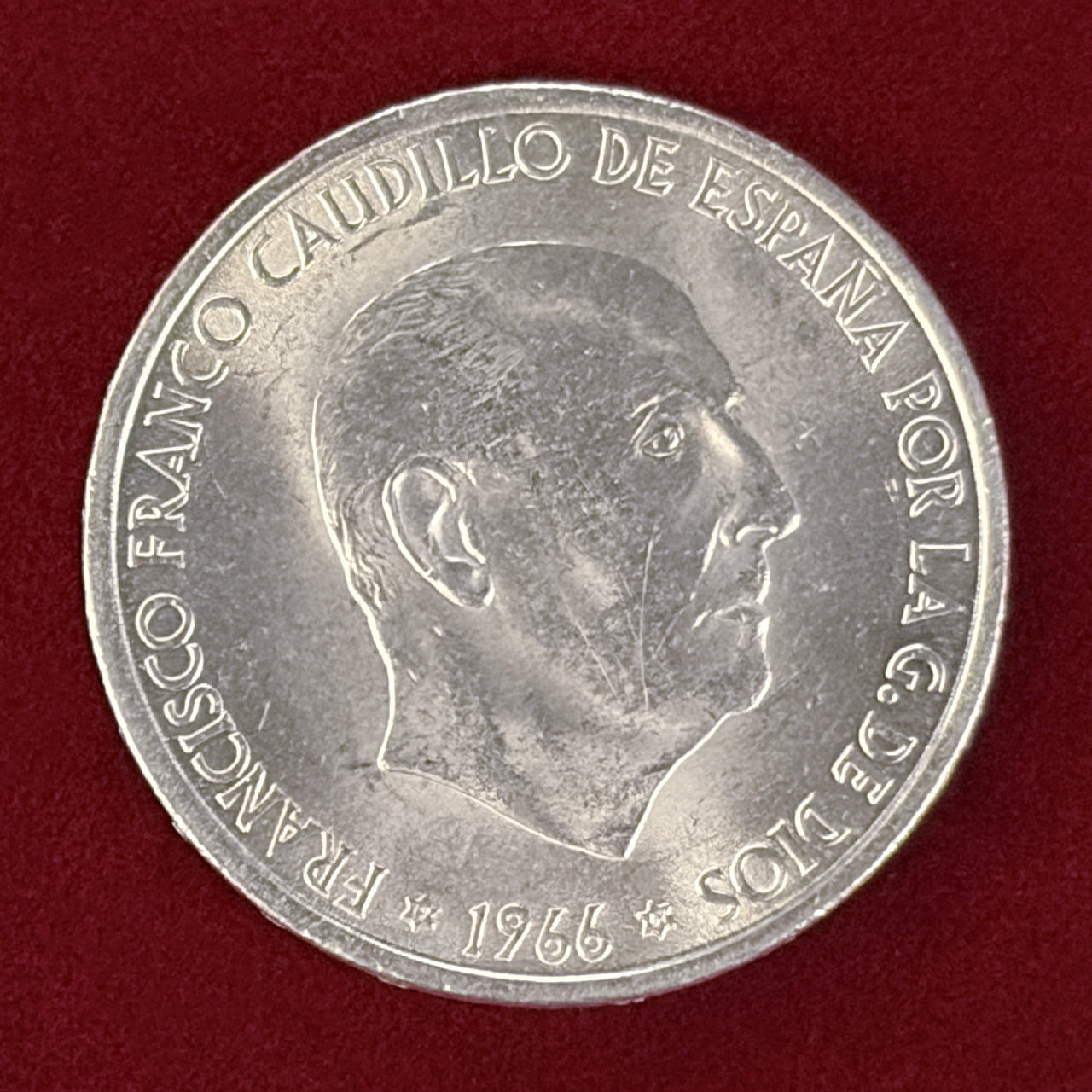 【スペイン】100ペセタ 銀貨 1966［B-0000571］