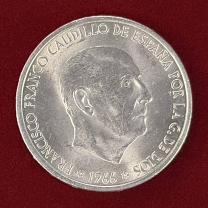 【スペイン】100ペセタ 銀貨 1966［B-0000571］