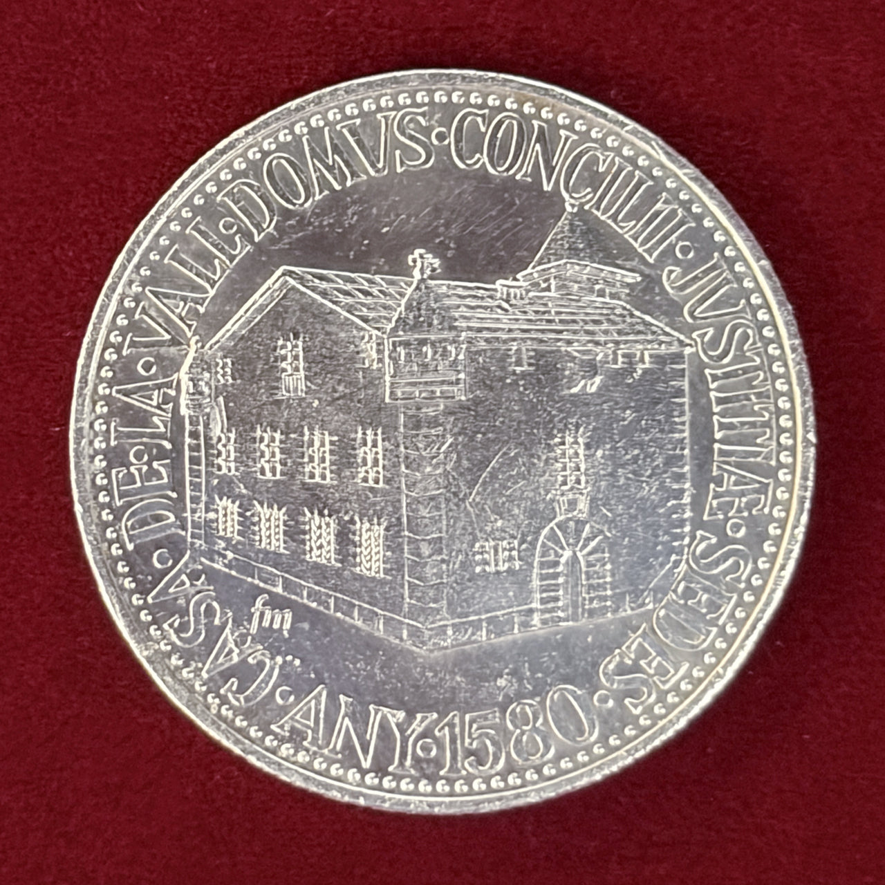 【アンドラ】司法評議会 25ディナール 銀貨 プルーフ 1965［B-0000589］