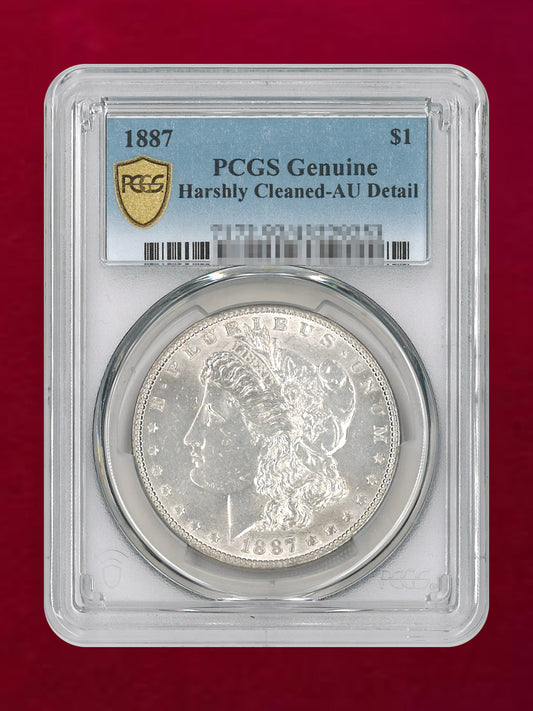 【アメリカ】1ドル 銀貨 モルガンダラー 1887 PCGS Genuine Harshly Cleaned-AU Detail［B-0000592］