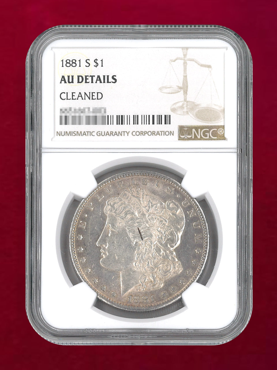【アメリカ】1ドル 銀貨 モルガンダラー 1881S NGC AU DETAILS CLEANED［B-0000593］