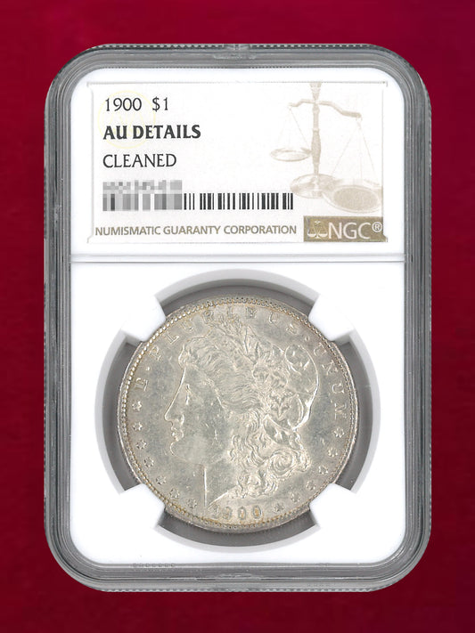 【アメリカ】1ドル 銀貨 モルガンダラー 1900 NGC AU DETAILS CLEANED［B-0000594］