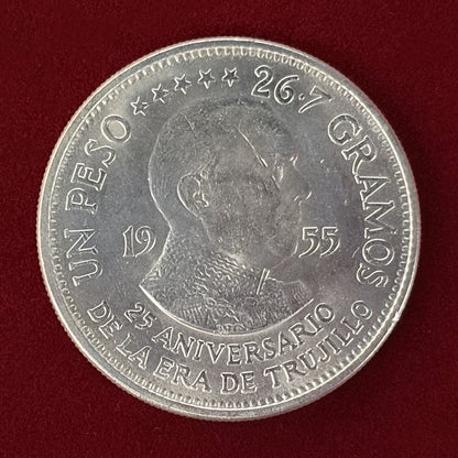 【ドミニカ共和国】トルヒーヨ政権25周年記念 1ペソ 銀貨 1955［B-0000599］