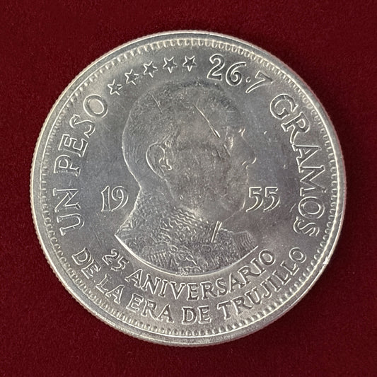 【ドミニカ共和国】トルヒーヨ政権25周年記念 1ペソ 銀貨 1955［B-0000599］