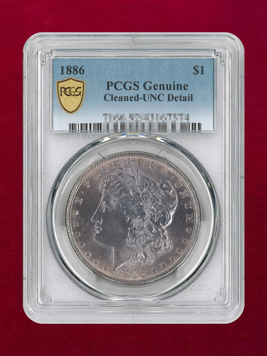 【アメリカ】1ドル 銀貨 モルガンダラー 1886 PCGS Genuine Cleaned-UNC Detail［B-0000607］