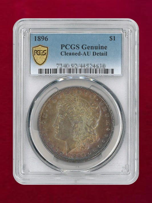 【アメリカ】1ドル 銀貨 モルガンダラー 1896 PCGS Genuine Cleaned-AU Detail［B-0000608］