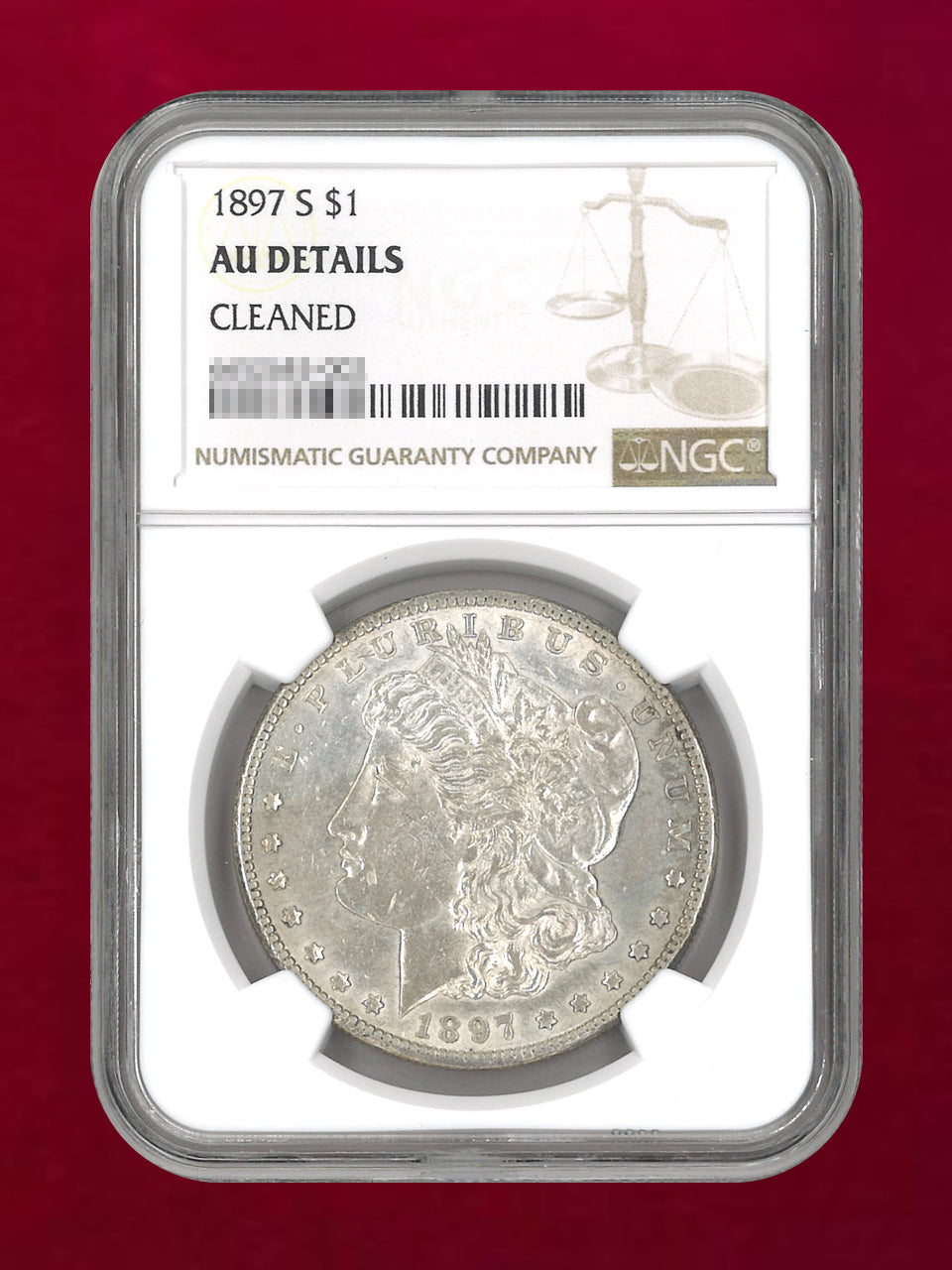 アメリカ】1ドル 銀貨 モルガンダラー 1897S NGC AU DETAILS CLEANED