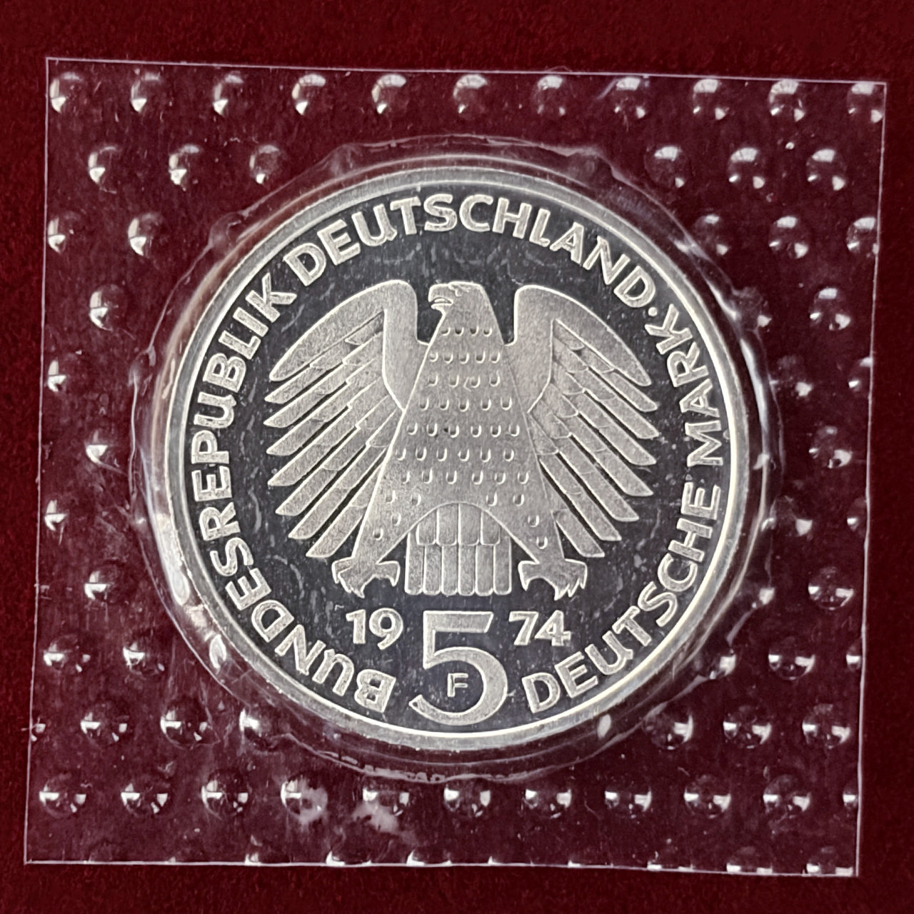 西ドイツ】連邦憲法制定25周年 5マルク 銀貨 プルーフ 1974［B-0000618