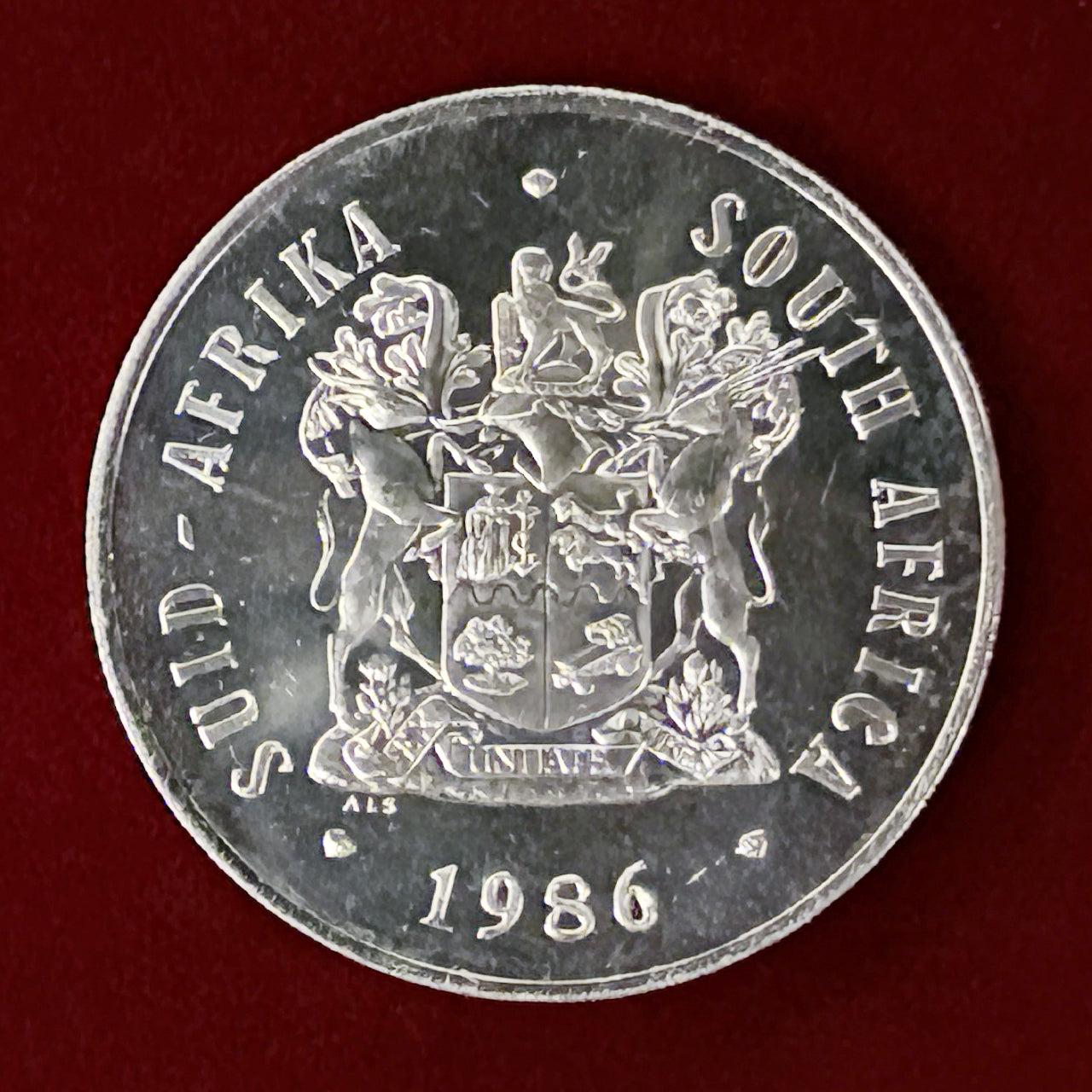 【南アフリカ】ヨハネスブルグ・ゴールドラッシュ100周年記念 1ランド 銀貨 プルーフ 1986［B-0000621］