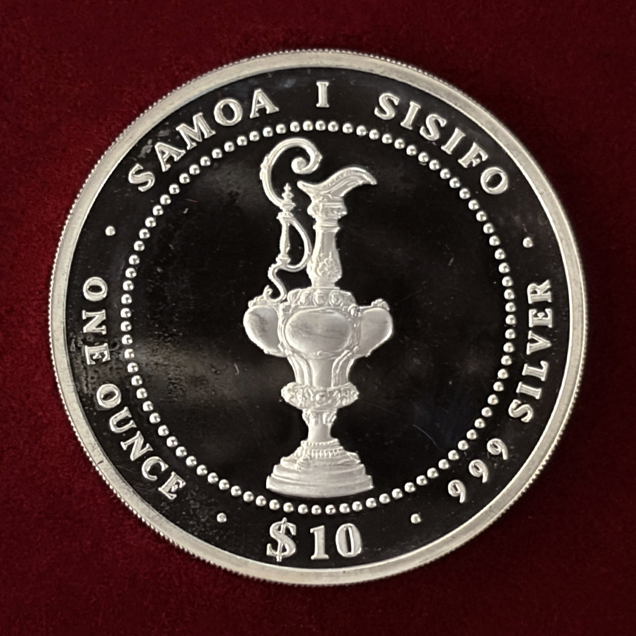 【サモア】アメリカズカップ記念 10タラ 銀貨 プルーフ 1987［B-0000628］