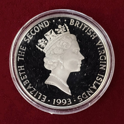 【英領ヴァージン諸島】ユキヒョウ 25ドル 銀貨 プルーフ 1993［B-0000630］