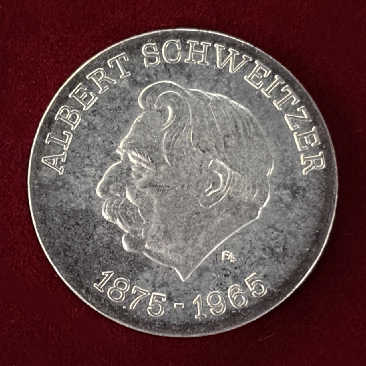 【東ドイツ】アルベルト・シュバイツァー生誕100周年記念 10マルク 銀貨 1965［B-0000631］