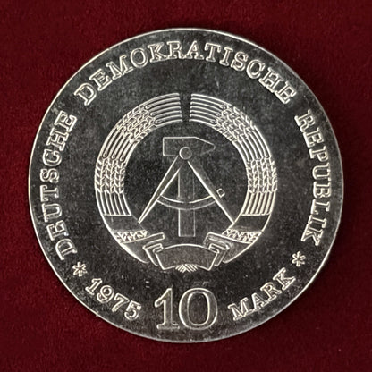 【東ドイツ】アルベルト・シュバイツァー生誕100周年記念 10マルク 銀貨 1965［B-0000631］