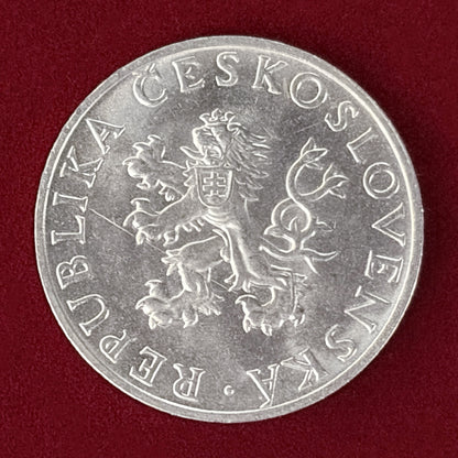 【チェコスロバキア】ドイツからの解放10周年記念 10コルナ 銀貨 1955［B-0000635］