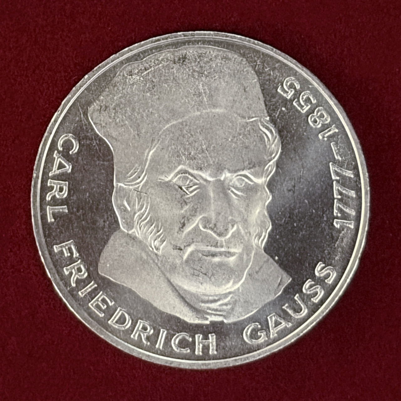 【西ドイツ】カール・フリードリヒ・ガウス生誕200周年記念 5マルク 銀貨 1977［B-0000639］