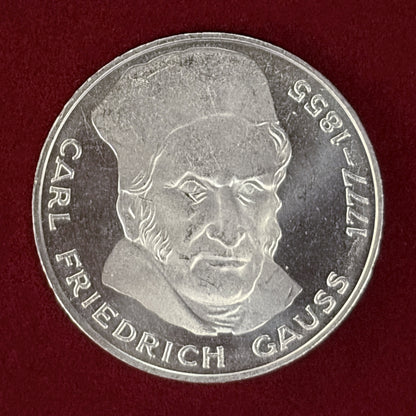 【西ドイツ】カール・フリードリヒ・ガウス生誕200周年記念 5マルク 銀貨 1977［B-0000639］