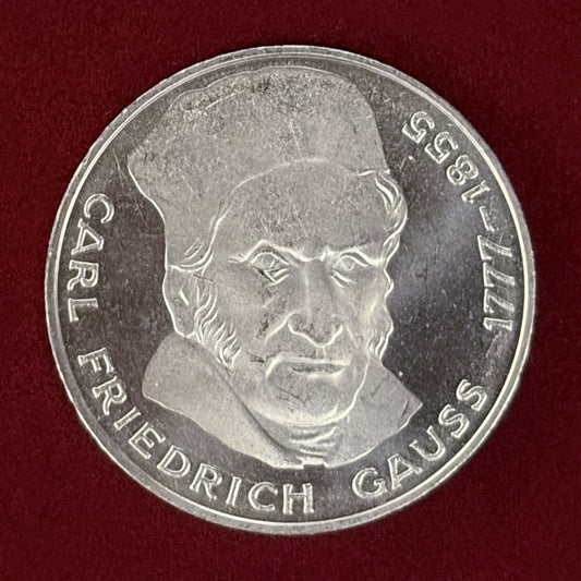 【西ドイツ】カール・フリードリヒ・ガウス生誕200周年記念 5マルク 銀貨 1977［B-0000639］