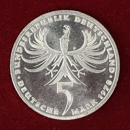 【西ドイツ】バルタザール・ノイマン没後225周年記念 5マルク 銀貨 プルーフ 1978［B-0000642］