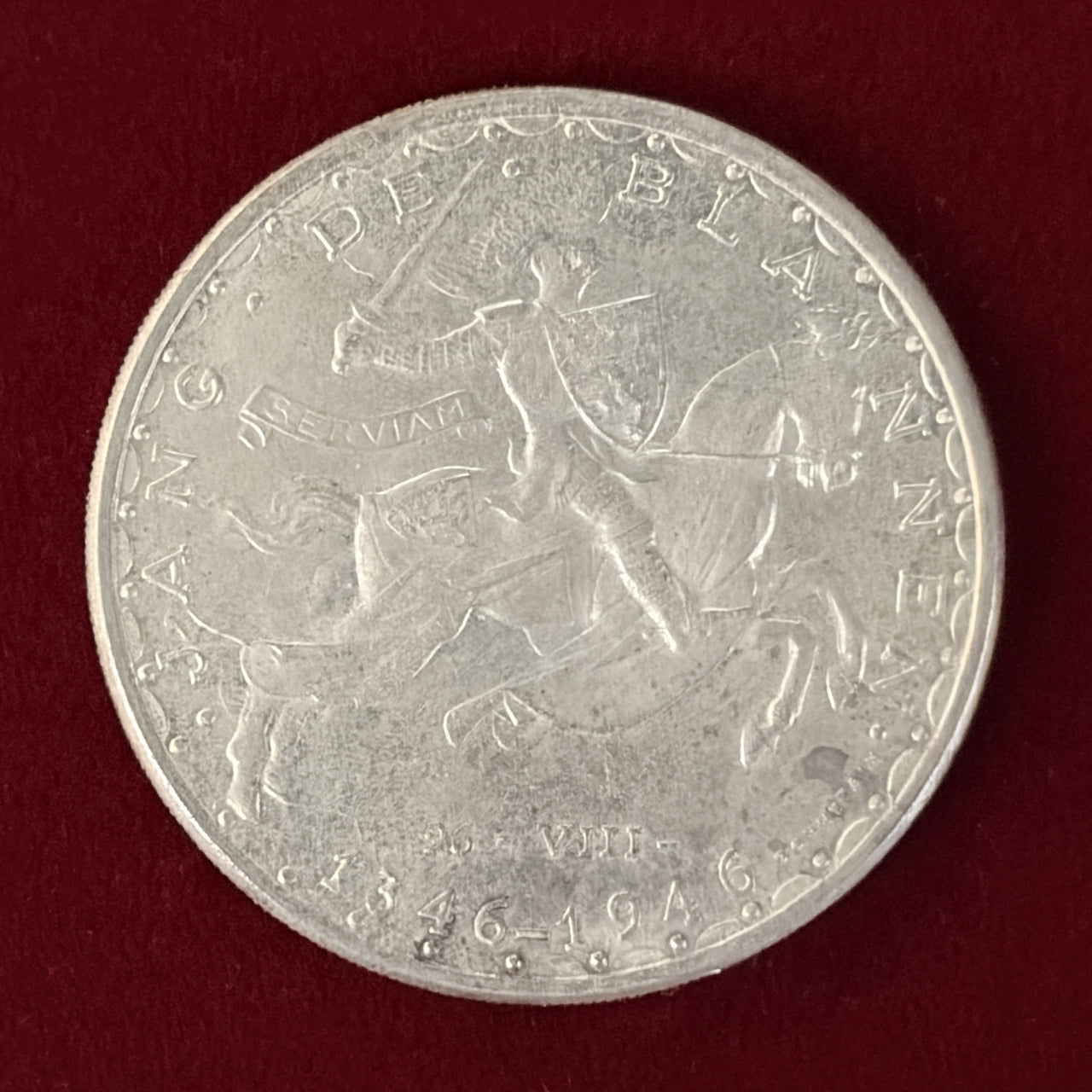 【ルクセンブルク】盲目のジャン没後600周年記念 100フラン 銀貨 ND(1946)［B-0000646］