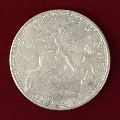 【ルクセンブルク】盲目のジャン没後600周年記念 100フラン 銀貨 ND(1946)［B-0000646］