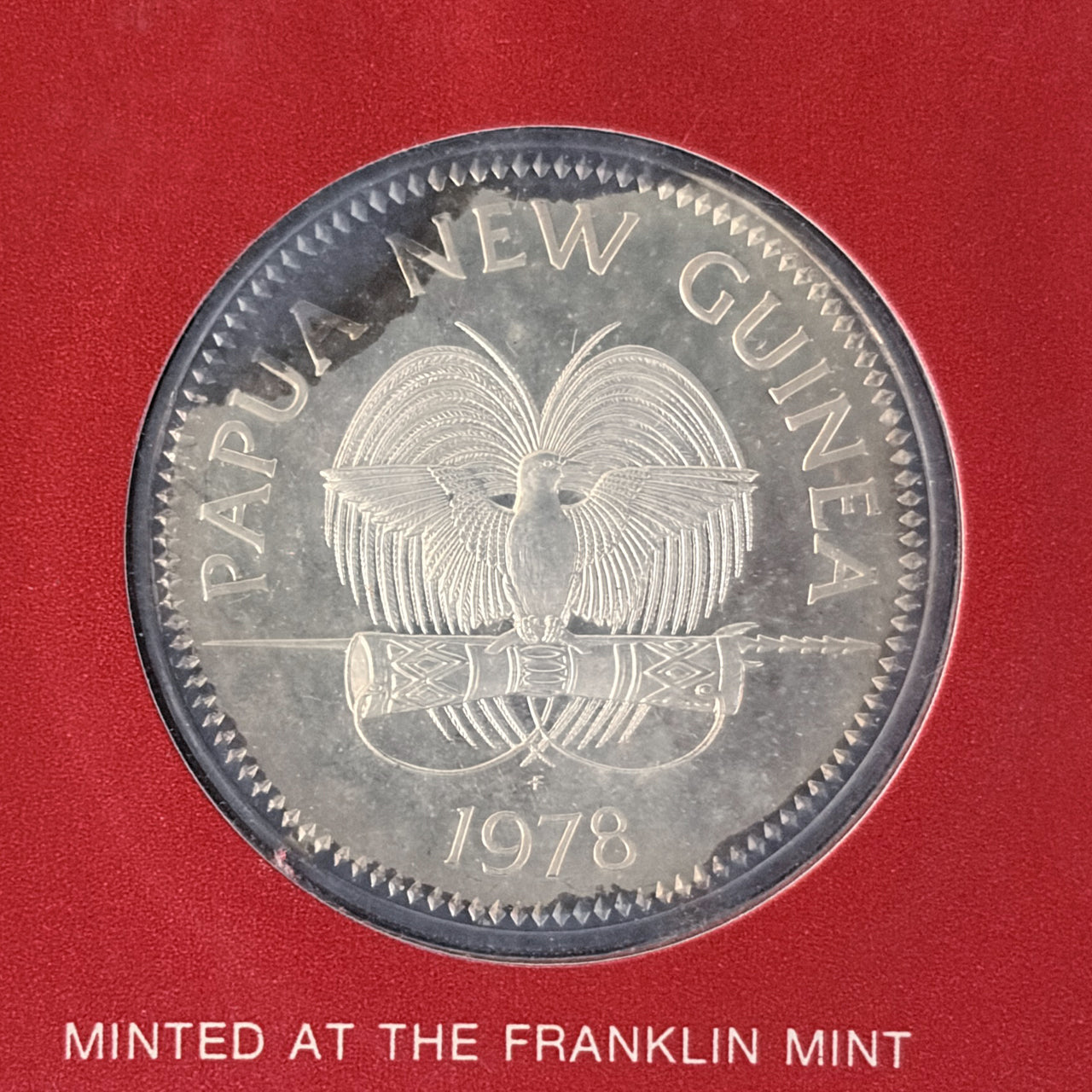 パプアニューギニア】極楽鳥 10キナ 銀貨 プルーフ 1978［B-0000649