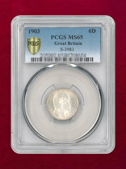 【イギリス】6ペンス 銀貨 1903 PCGS MS65［B-0000651］