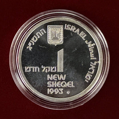 【イスラエル】第45回独立記念日 観光 1シェケル 銀貨 1993［B-0000654］