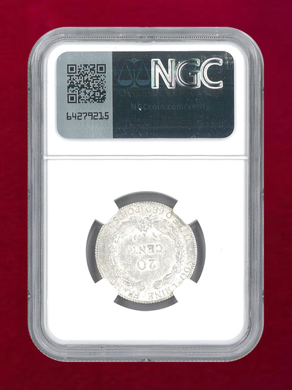 【フランス領インドシナ】25セント 銀貨 1929 NGC AU DETAILS CLEANED［B-0000659］