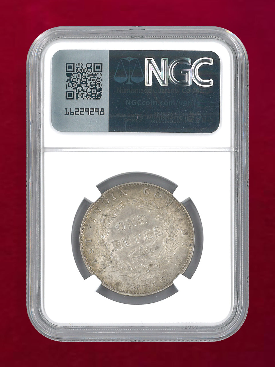 【イギリス領インド】1ルピー 銀貨 1840.(C) NGC AU 53［B-0000661］