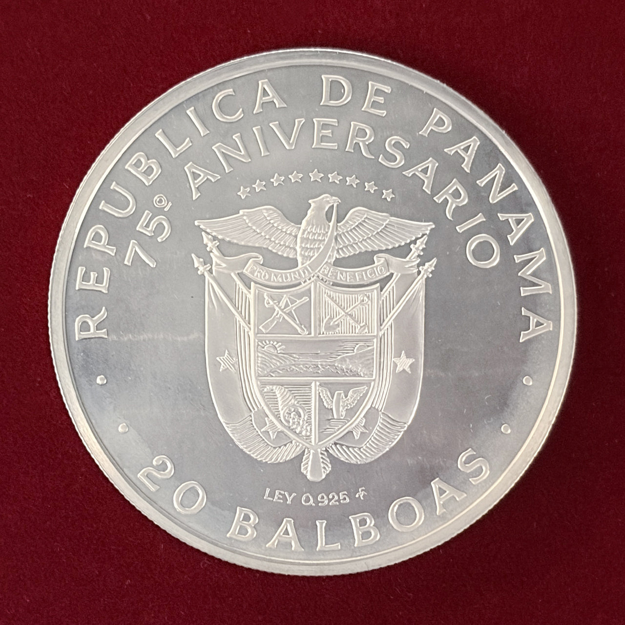 【パナマ】建国75周年記念 20バルボア 銀貨 プルーフ 1978［B-0000681］