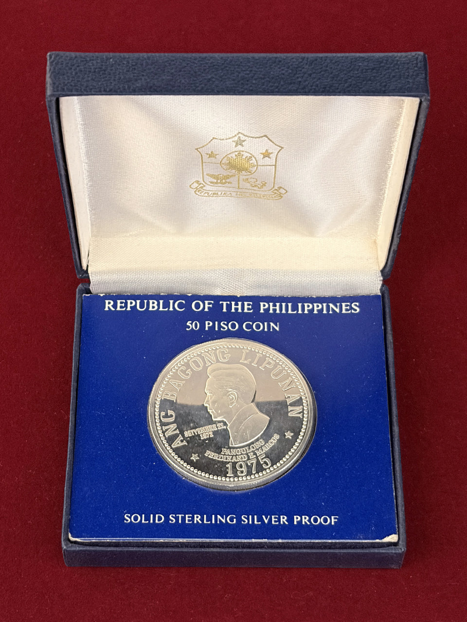 フィリピン】新体制発足3周年記念 50ペソ 銀貨 プルーフ 1975［B