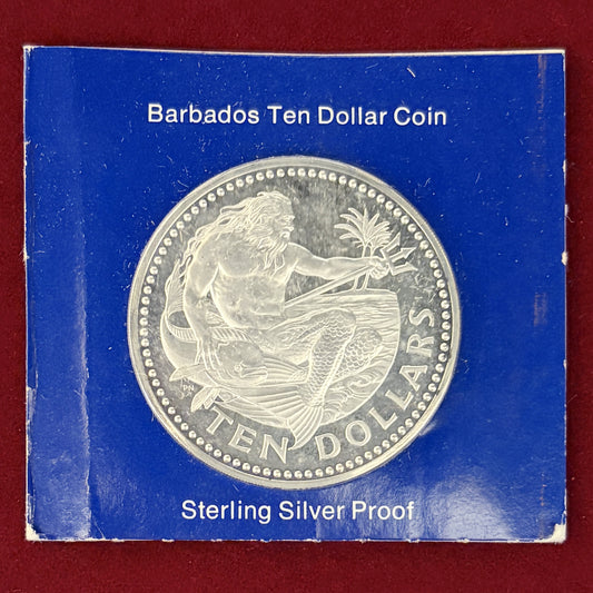 【バルバドス】海神ネプチューン 10ドル 銀貨 プルーフ 1978［B-0000684］