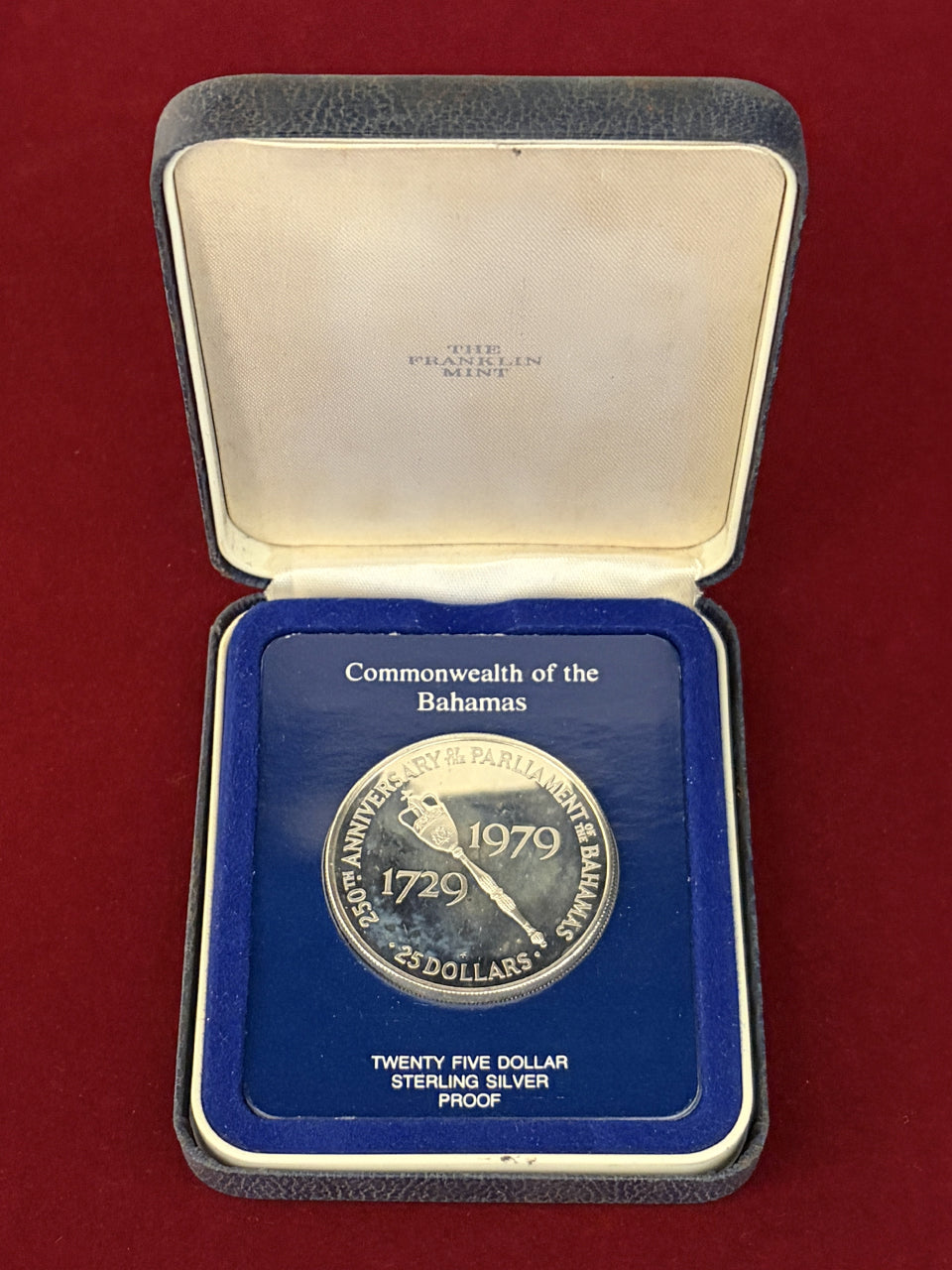 バハマ】議会制度250周年記念 25ドル 銀貨 プルーフ 1979［B-0000685