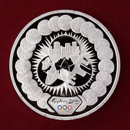 【オーストラリア】シドニーオリンピック リーチング・ザ・ワールド(Type1) 5ドル 銀貨 プルーフ 2000［B-0000695］
