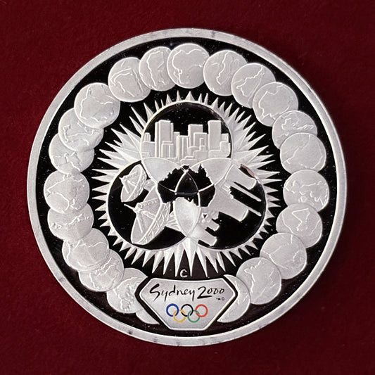 【オーストラリア】シドニーオリンピック リーチング・ザ・ワールド(Type1) 5ドル 銀貨 プルーフ 2000［B-0000695］