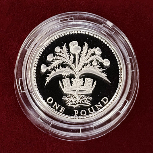 【イギリス】ロイヤル・ディアデム・シリーズ 1ポンド 銀貨 プルーフ ピエフォー 1989［B-0000705］