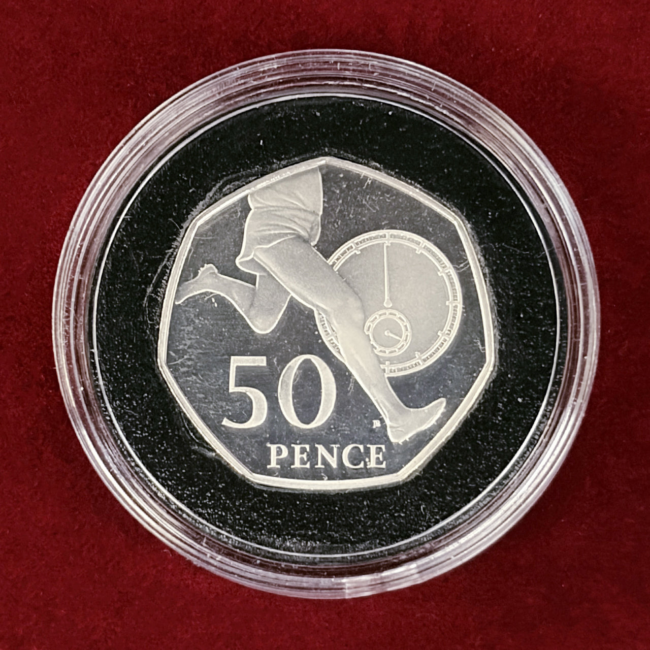 【イギリス】マイルレース4分突破50周年記念 50ペンス 銀貨 プルーフ ピエフォー 2004［B-0000709］