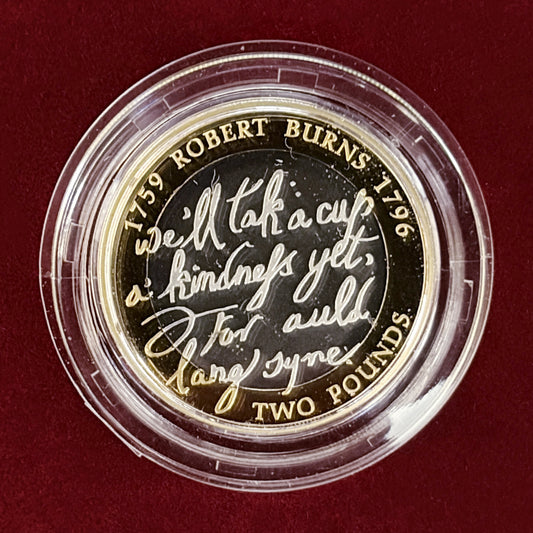 【イギリス】ロバート・バーンズ生誕250周年記念 2ポンド 銀貨 プルーフ ピエフォー 2009［B-0000712］