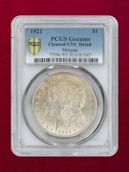 【アメリカ】1ドル 銀貨 モルガンダラー 1921 PCGS Genuine Cleaned-UNC Detail［B-0000715］