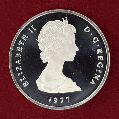 【タークス・カイコス諸島】ジョージ3世 20クラウン 銀貨 1977［B-0000716］