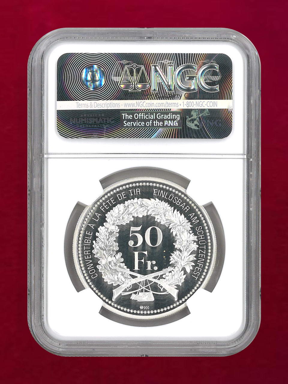 【スイス】射撃祭 50フラン 銀貨 2015 NGC PF 69 ULTRA CAMEO［B-0000719］
