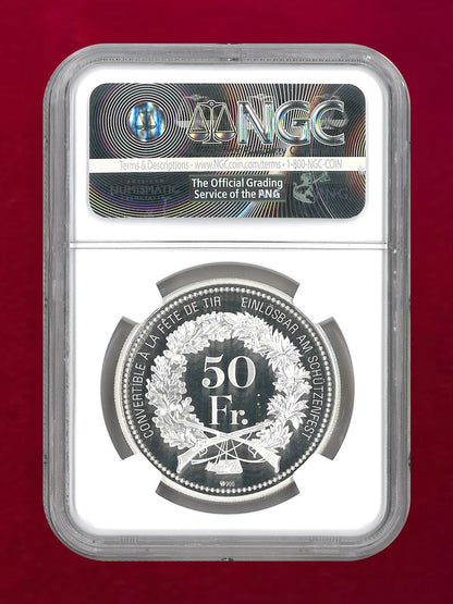 【スイス】射撃祭 50フラン 銀貨 2015 NGC PF 69 ULTRA CAMEO［B-0000719］